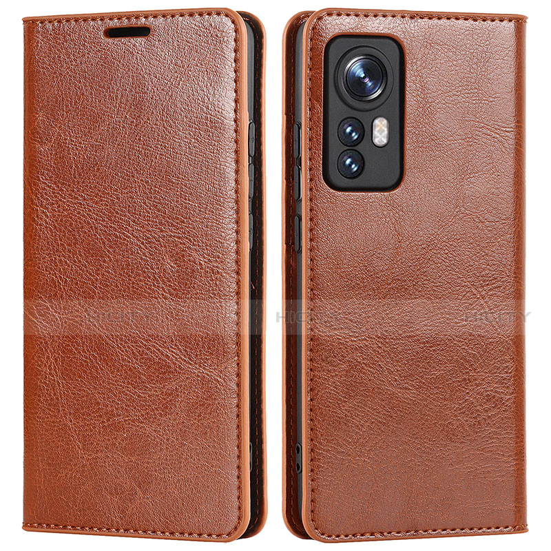 Coque Portefeuille Livre Cuir Etui Clapet L09 pour Xiaomi Mi 12 5G Brun Clair Plus