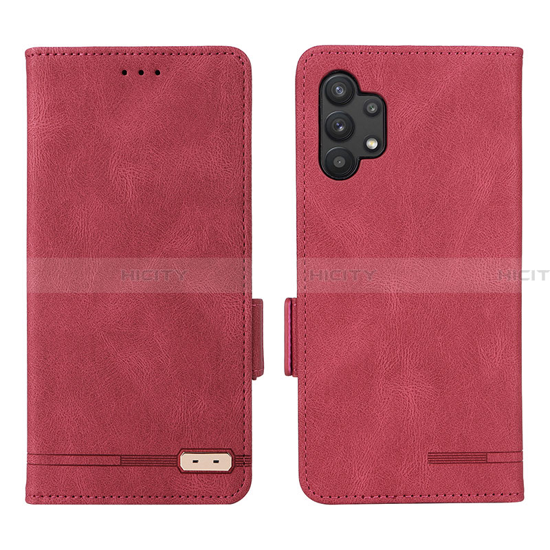 Coque Portefeuille Livre Cuir Etui Clapet L09Z pour Samsung Galaxy A32 5G Rouge Plus