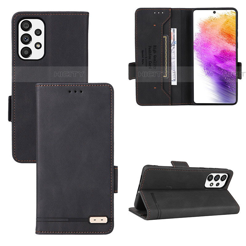 Coque Portefeuille Livre Cuir Etui Clapet L09Z pour Samsung Galaxy A73 5G Noir Plus