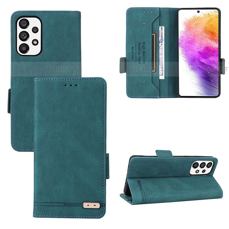 Coque Portefeuille Livre Cuir Etui Clapet L09Z pour Samsung Galaxy A73 5G Vert Plus