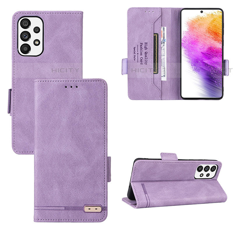 Coque Portefeuille Livre Cuir Etui Clapet L09Z pour Samsung Galaxy A73 5G Violet Plus