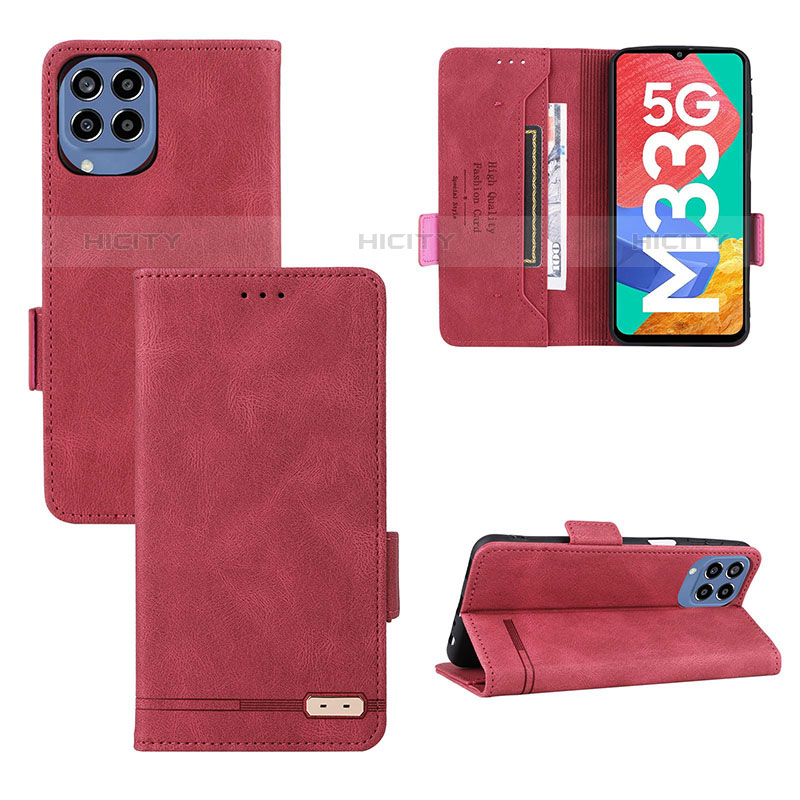 Coque Portefeuille Livre Cuir Etui Clapet L09Z pour Samsung Galaxy M33 5G Rouge Plus