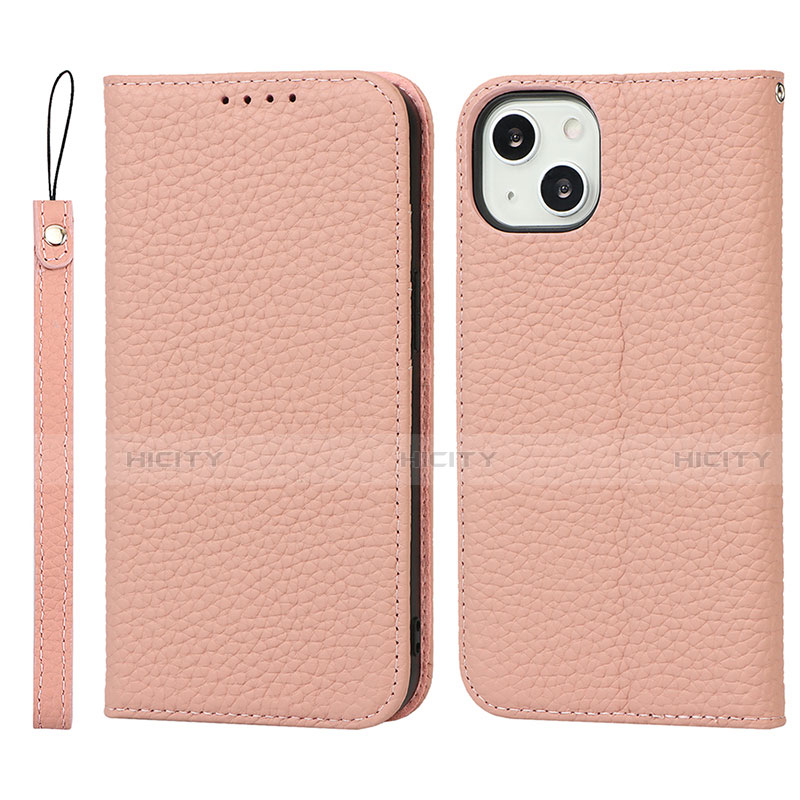 Coque Portefeuille Livre Cuir Etui Clapet L10 pour Apple iPhone 13 Mini Or Rose Plus