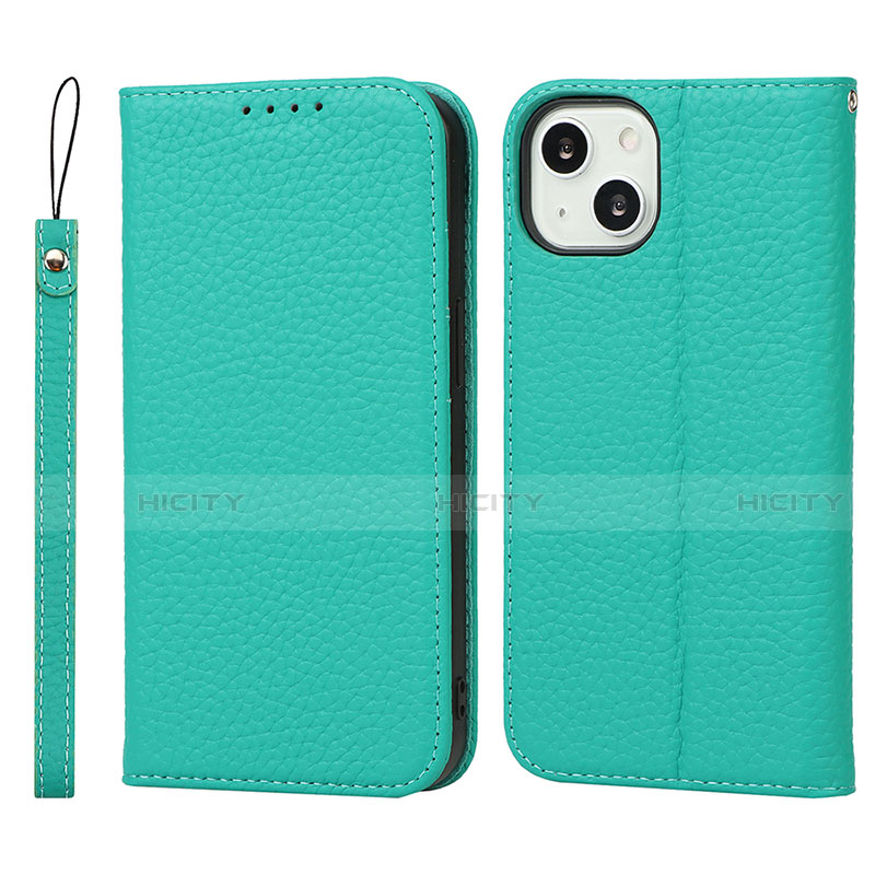 Coque Portefeuille Livre Cuir Etui Clapet L10 pour Apple iPhone 13 Mini Vert Plus