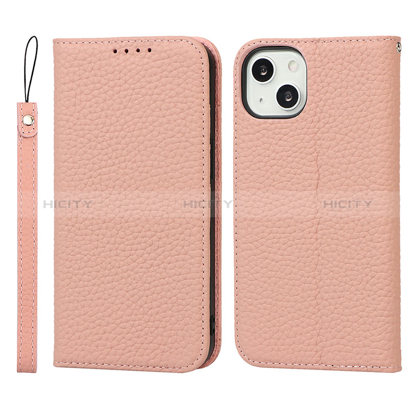 Coque Portefeuille Livre Cuir Etui Clapet L10 pour Apple iPhone 15 Or Rose Plus