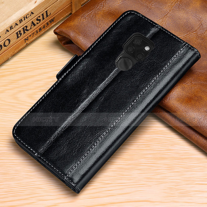 Coque Portefeuille Livre Cuir Etui Clapet L10 pour Huawei Mate 20 Noir Plus