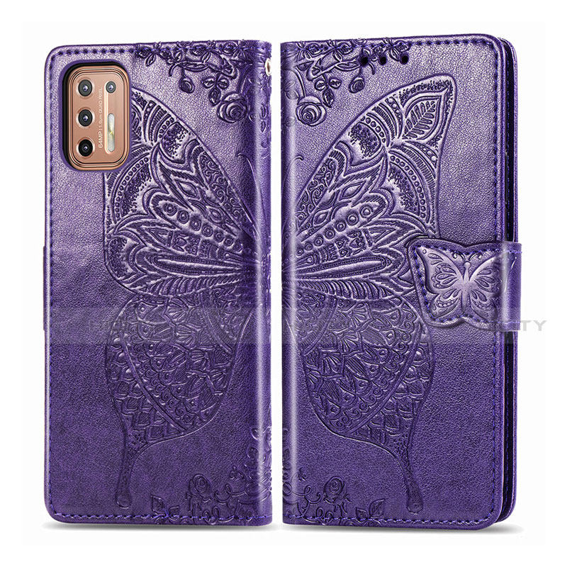 Coque Portefeuille Livre Cuir Etui Clapet L10 pour Motorola Moto G9 Plus Violet Plus