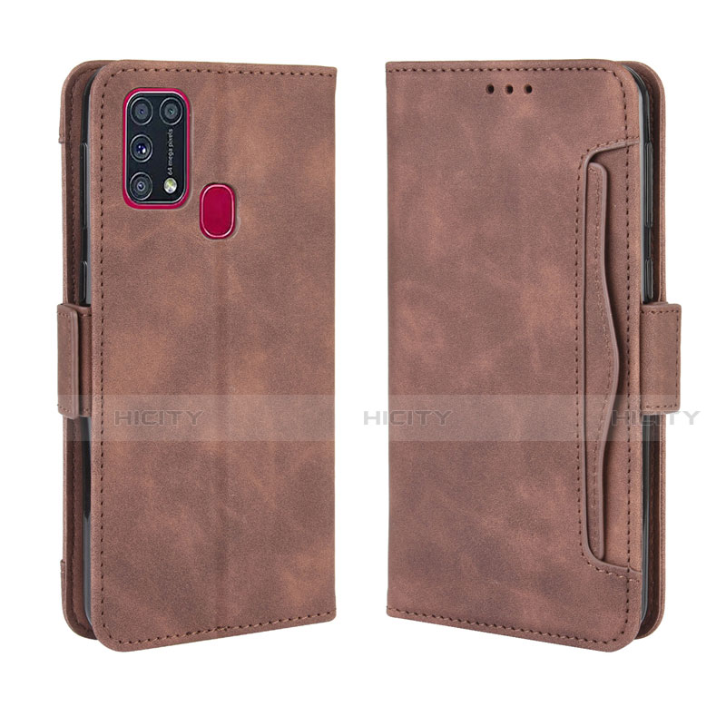 Coque Portefeuille Livre Cuir Etui Clapet L10 pour Samsung Galaxy M31 Prime Edition Marron Plus