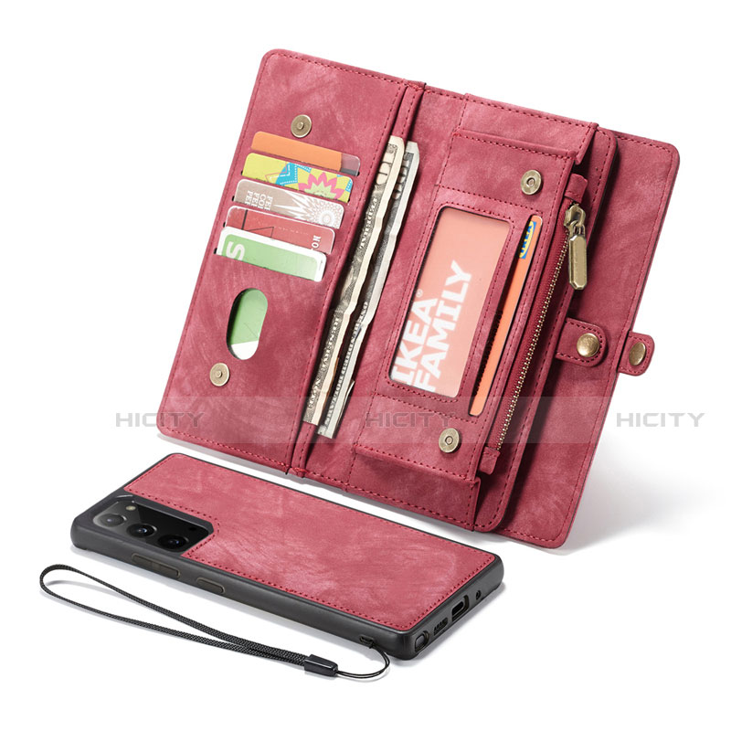 Coque Portefeuille Livre Cuir Etui Clapet L10 pour Samsung Galaxy Note 20 5G Rouge Plus