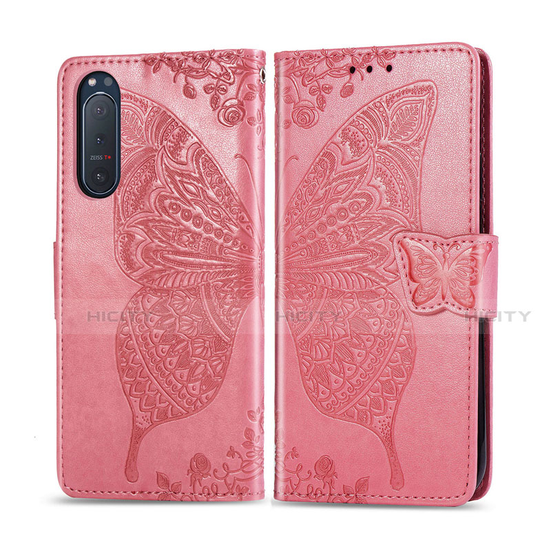 Coque Portefeuille Livre Cuir Etui Clapet L10 pour Sony Xperia 5 II Rose Plus