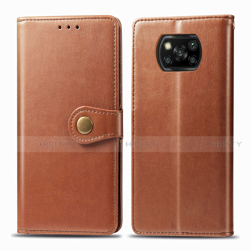 Coque Portefeuille Livre Cuir Etui Clapet L10 pour Xiaomi Poco X3 Marron Plus