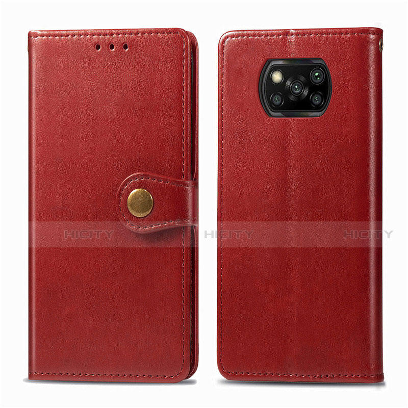 Coque Portefeuille Livre Cuir Etui Clapet L10 pour Xiaomi Poco X3 Rouge Plus