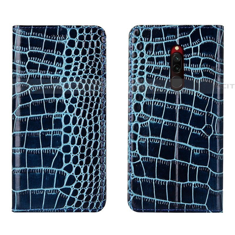 Coque Portefeuille Livre Cuir Etui Clapet L10 pour Xiaomi Redmi 8 Bleu Plus