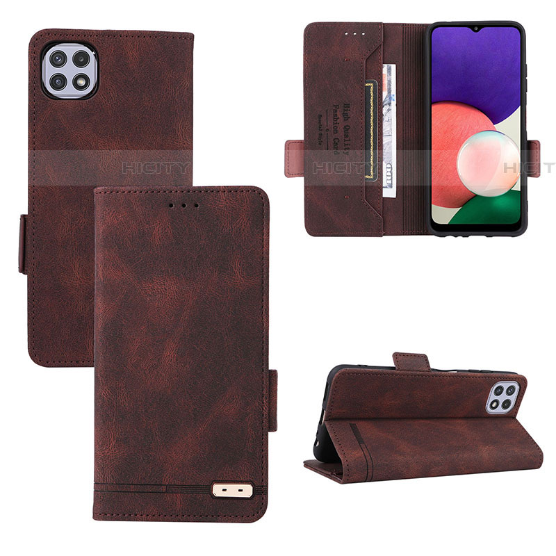 Coque Portefeuille Livre Cuir Etui Clapet L10Z pour Samsung Galaxy F42 5G Marron Plus