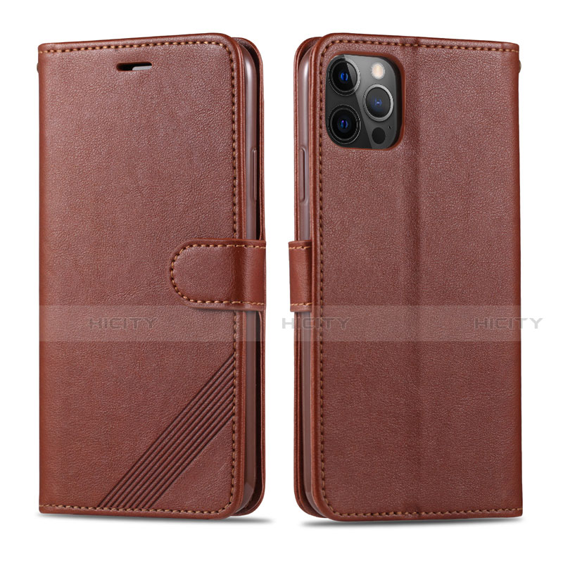 Coque Portefeuille Livre Cuir Etui Clapet L11 pour Apple iPhone 12 Pro Max Marron Plus