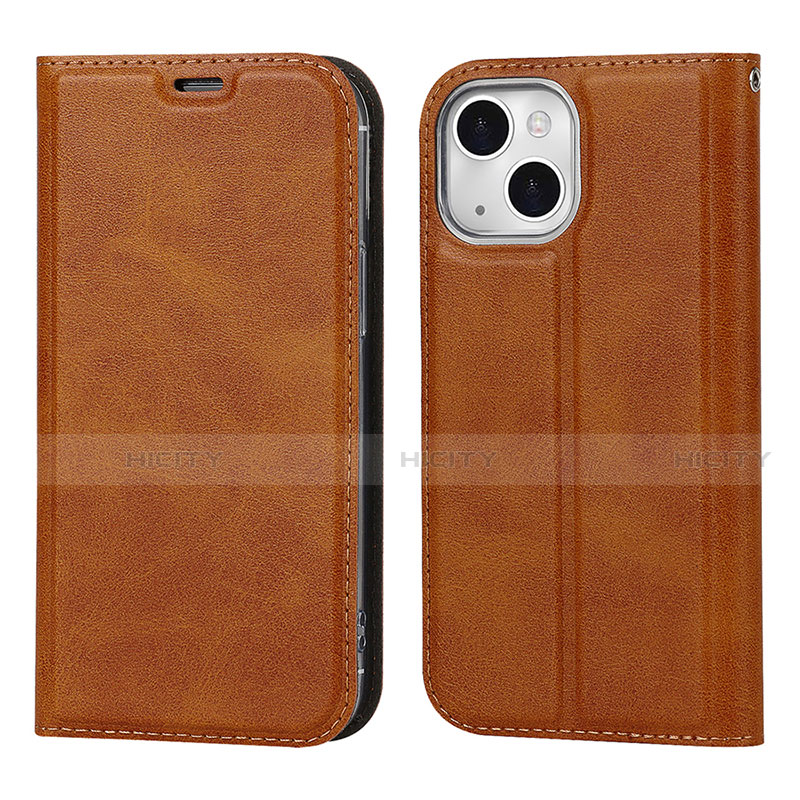 Coque Portefeuille Livre Cuir Etui Clapet L11 pour Apple iPhone 13 Marron Plus