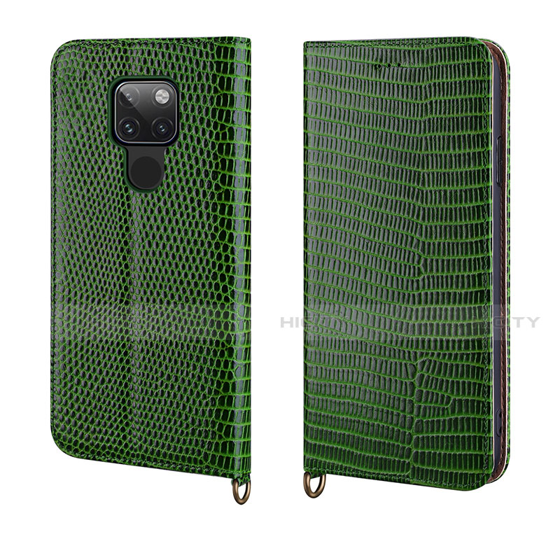 Coque Portefeuille Livre Cuir Etui Clapet L11 pour Huawei Mate 20 Vert Plus