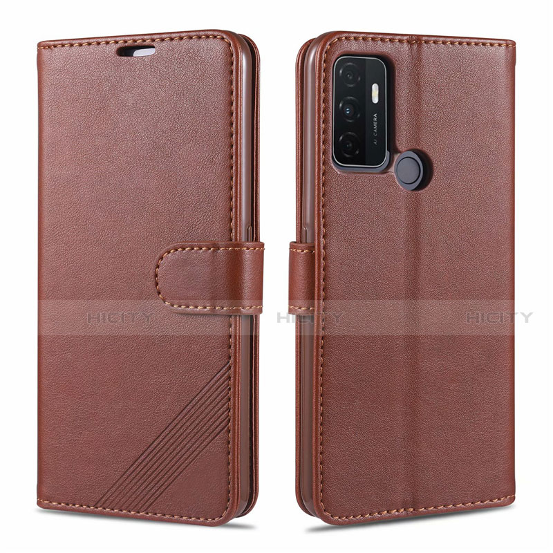 Coque Portefeuille Livre Cuir Etui Clapet L11 pour Oppo A53s Marron Plus