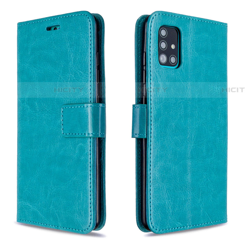 Coque Portefeuille Livre Cuir Etui Clapet L11 pour Samsung Galaxy A51 5G Cyan Plus