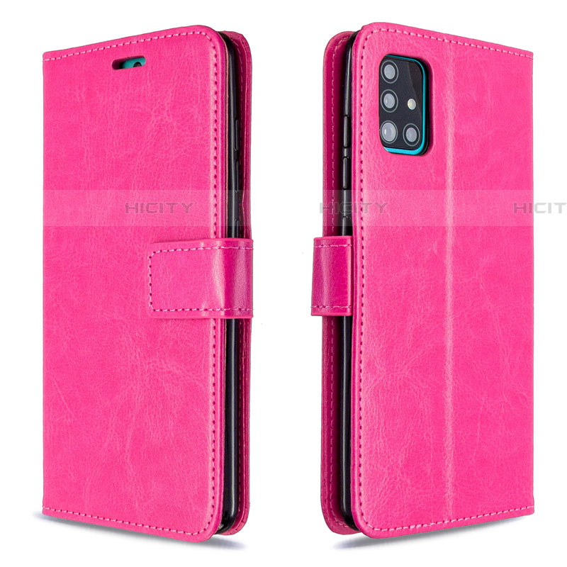 Coque Portefeuille Livre Cuir Etui Clapet L11 pour Samsung Galaxy A51 5G Rose Rouge Plus