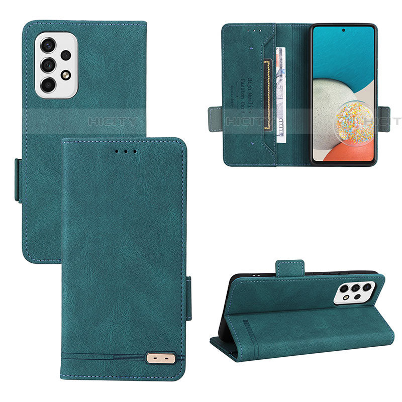 Coque Portefeuille Livre Cuir Etui Clapet L11Z pour Samsung Galaxy A53 5G Vert Plus