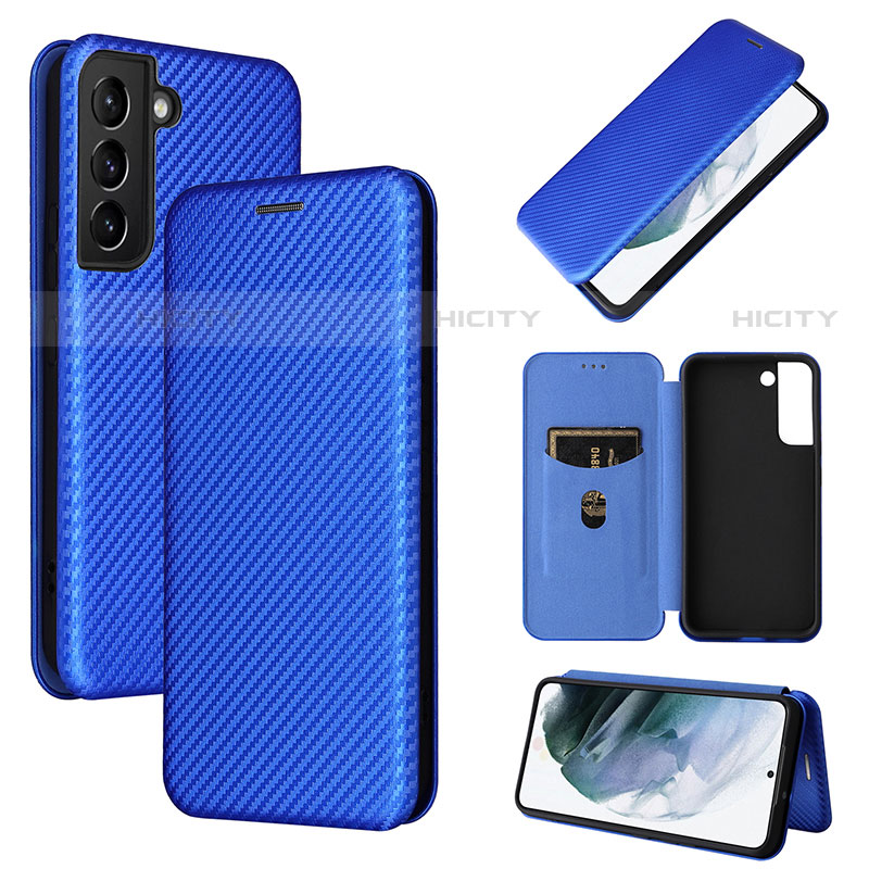 Coque Portefeuille Livre Cuir Etui Clapet L11Z pour Samsung Galaxy S21 Plus 5G Bleu Plus