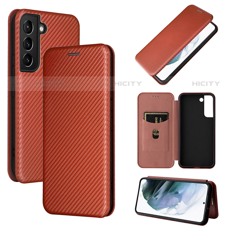 Coque Portefeuille Livre Cuir Etui Clapet L11Z pour Samsung Galaxy S21 Plus 5G Marron Plus