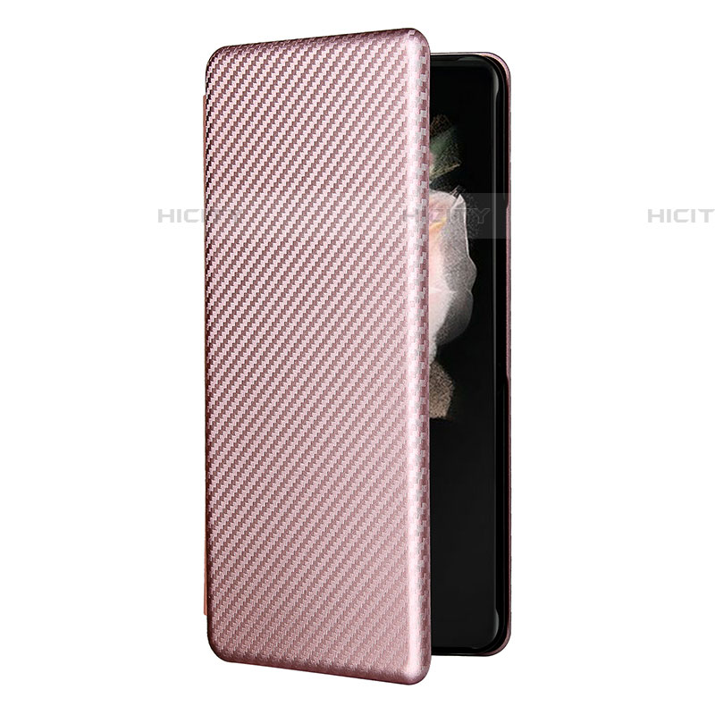 Coque Portefeuille Livre Cuir Etui Clapet L11Z pour Samsung Galaxy Z Fold4 5G Or Rose Plus