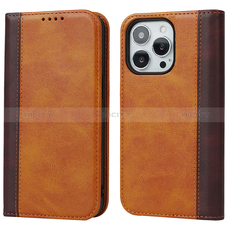 Coque Portefeuille Livre Cuir Etui Clapet L12 pour Apple iPhone 14 Pro Max Marron Plus