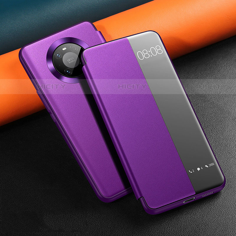 Coque Portefeuille Livre Cuir Etui Clapet L12 pour Huawei Mate 40 Violet Plus