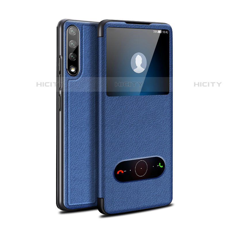 Coque Portefeuille Livre Cuir Etui Clapet L12 pour Huawei P smart S Bleu Plus