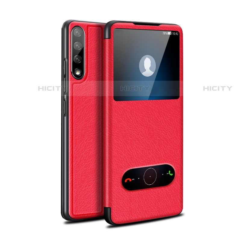 Coque Portefeuille Livre Cuir Etui Clapet L12 pour Huawei P smart S Rouge Plus