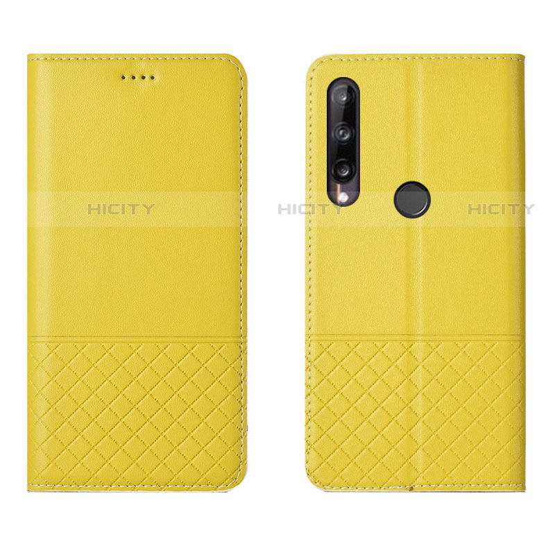 Coque Portefeuille Livre Cuir Etui Clapet L12 pour Huawei Y7p Jaune Plus