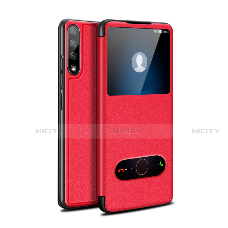 Coque Portefeuille Livre Cuir Etui Clapet L12 pour Huawei Y8p Rouge Plus