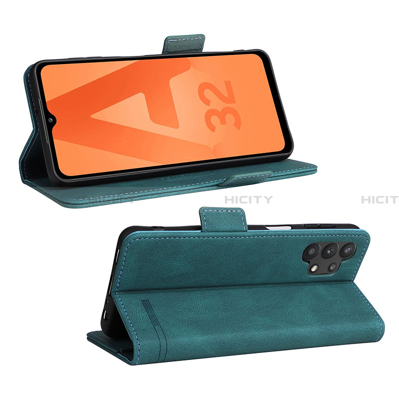 Coque Portefeuille Livre Cuir Etui Clapet L12Z pour Samsung Galaxy A32 4G Vert Plus