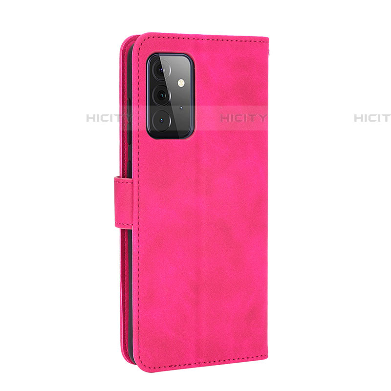 Coque Portefeuille Livre Cuir Etui Clapet L12Z pour Samsung Galaxy A72 4G Rose Rouge Plus