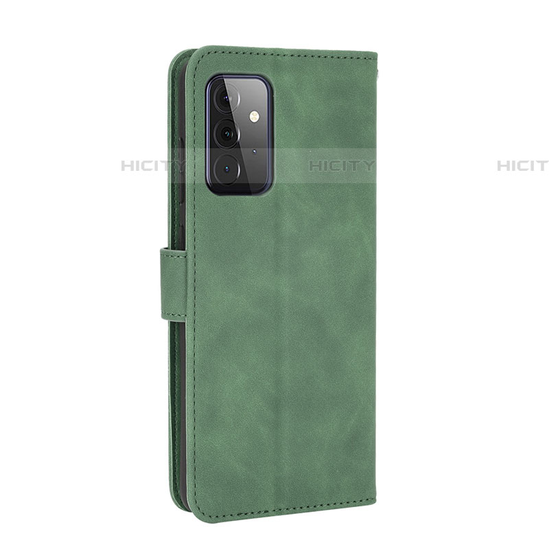 Coque Portefeuille Livre Cuir Etui Clapet L12Z pour Samsung Galaxy A72 4G Vert Plus