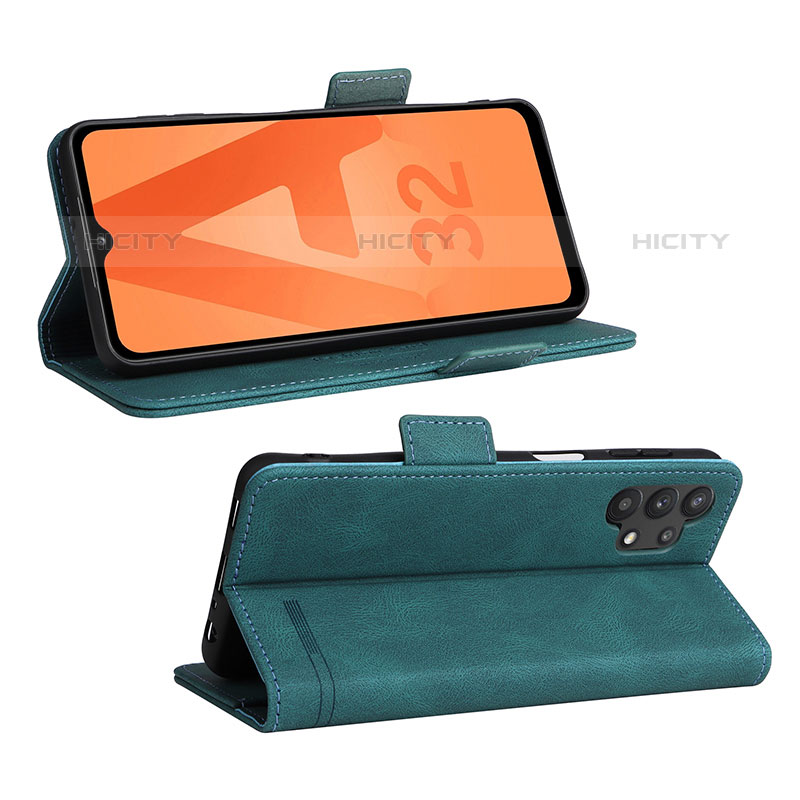 Coque Portefeuille Livre Cuir Etui Clapet L12Z pour Samsung Galaxy M32 5G Vert Plus