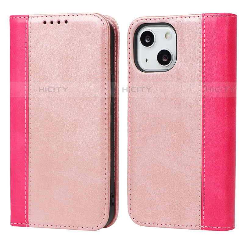 Coque Portefeuille Livre Cuir Etui Clapet L13 pour Apple iPhone 14 Or Rose Plus