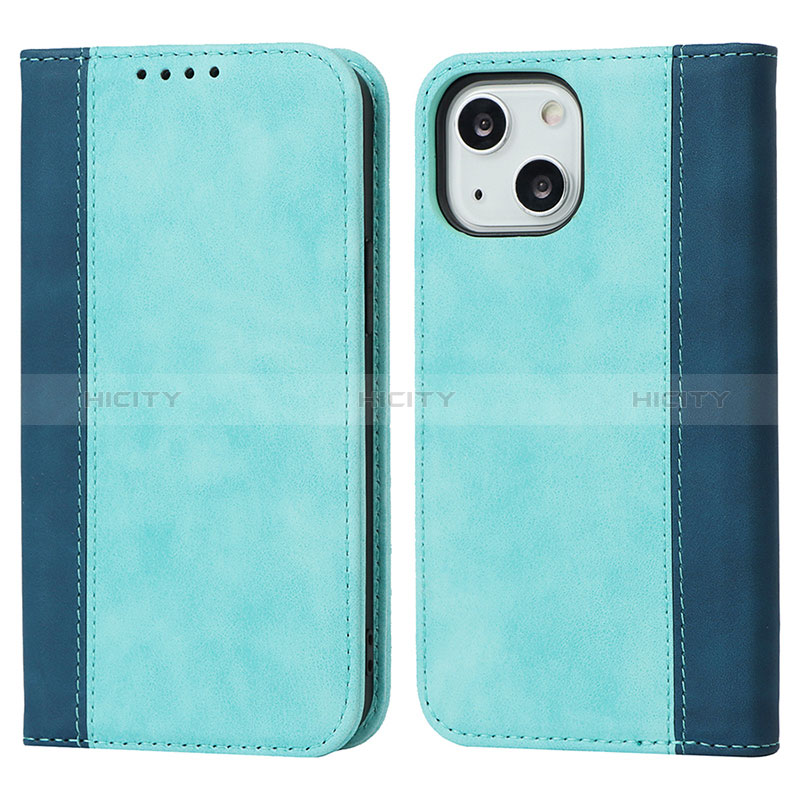 Coque Portefeuille Livre Cuir Etui Clapet L13 pour Apple iPhone 15 Bleu Ciel Plus