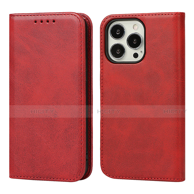 Coque Portefeuille Livre Cuir Etui Clapet L14 pour Apple iPhone 13 Pro Rouge Plus