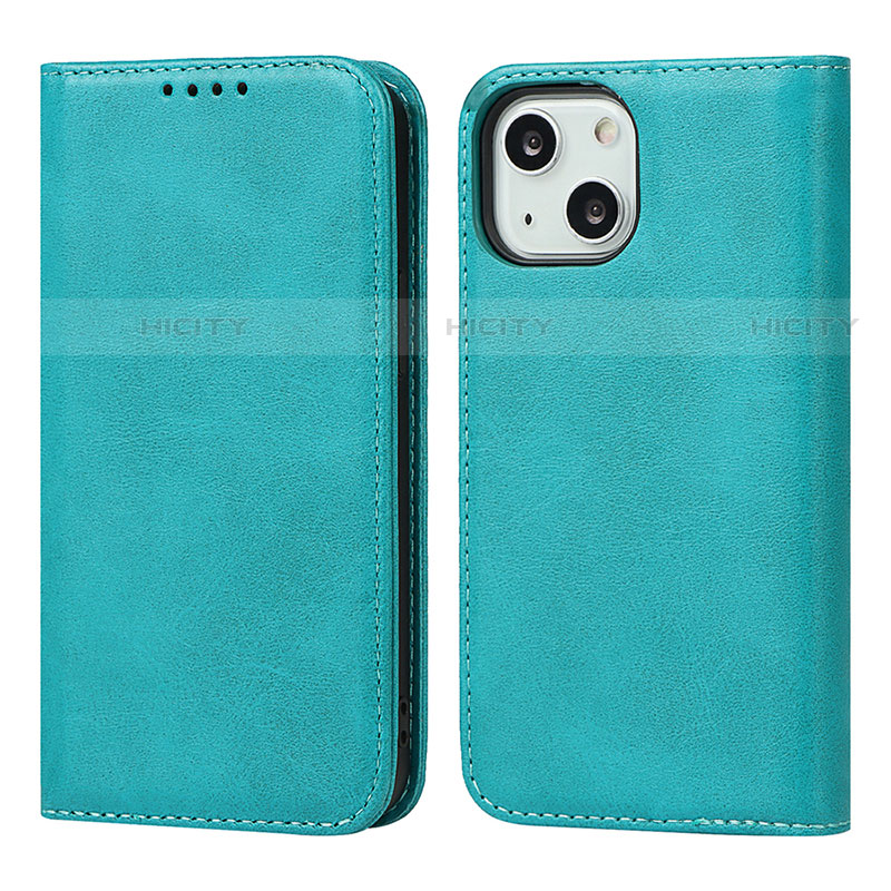 Coque Portefeuille Livre Cuir Etui Clapet L14 pour Apple iPhone 14 Bleu Ciel Plus