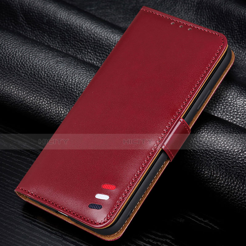 Coque Portefeuille Livre Cuir Etui Clapet L14 pour Huawei P40 Lite E Vin Rouge Plus