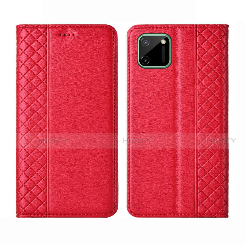 Coque Portefeuille Livre Cuir Etui Clapet L14 pour Realme C11 Rouge Plus