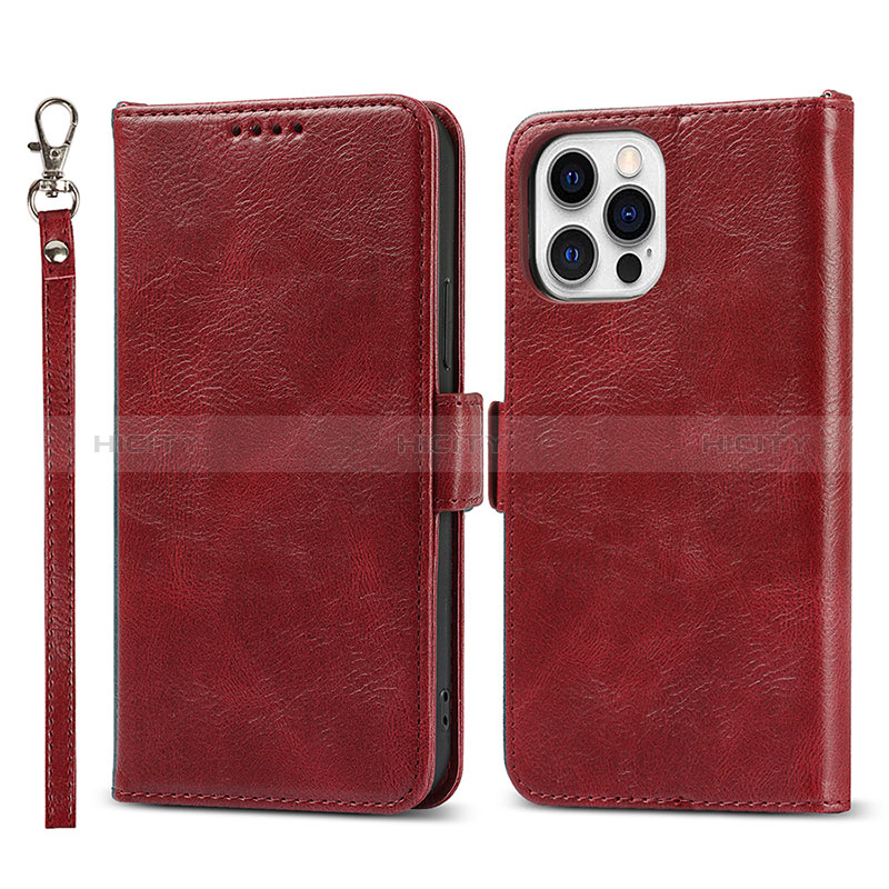 Coque Portefeuille Livre Cuir Etui Clapet L15 pour Apple iPhone 14 Pro Max Rouge Plus