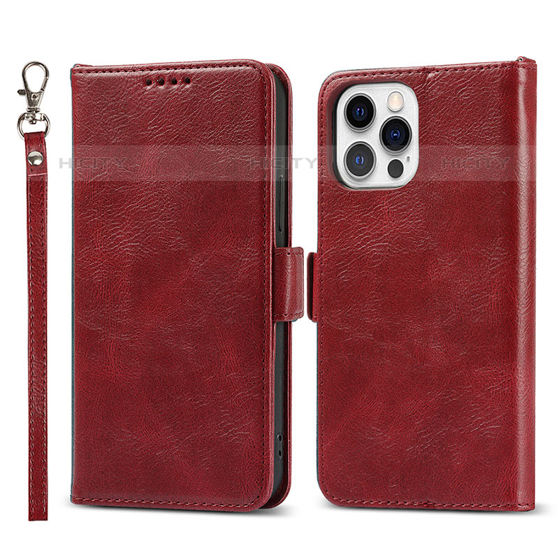 Coque Portefeuille Livre Cuir Etui Clapet L15 pour Apple iPhone 15 Pro Rouge Plus