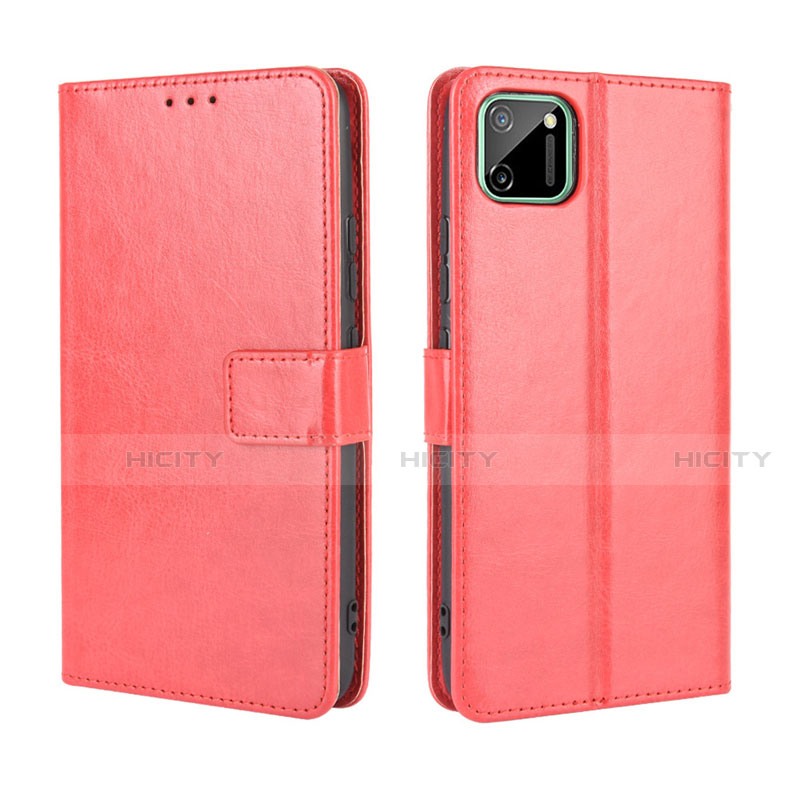 Coque Portefeuille Livre Cuir Etui Clapet L15 pour Realme C11 Rouge Plus