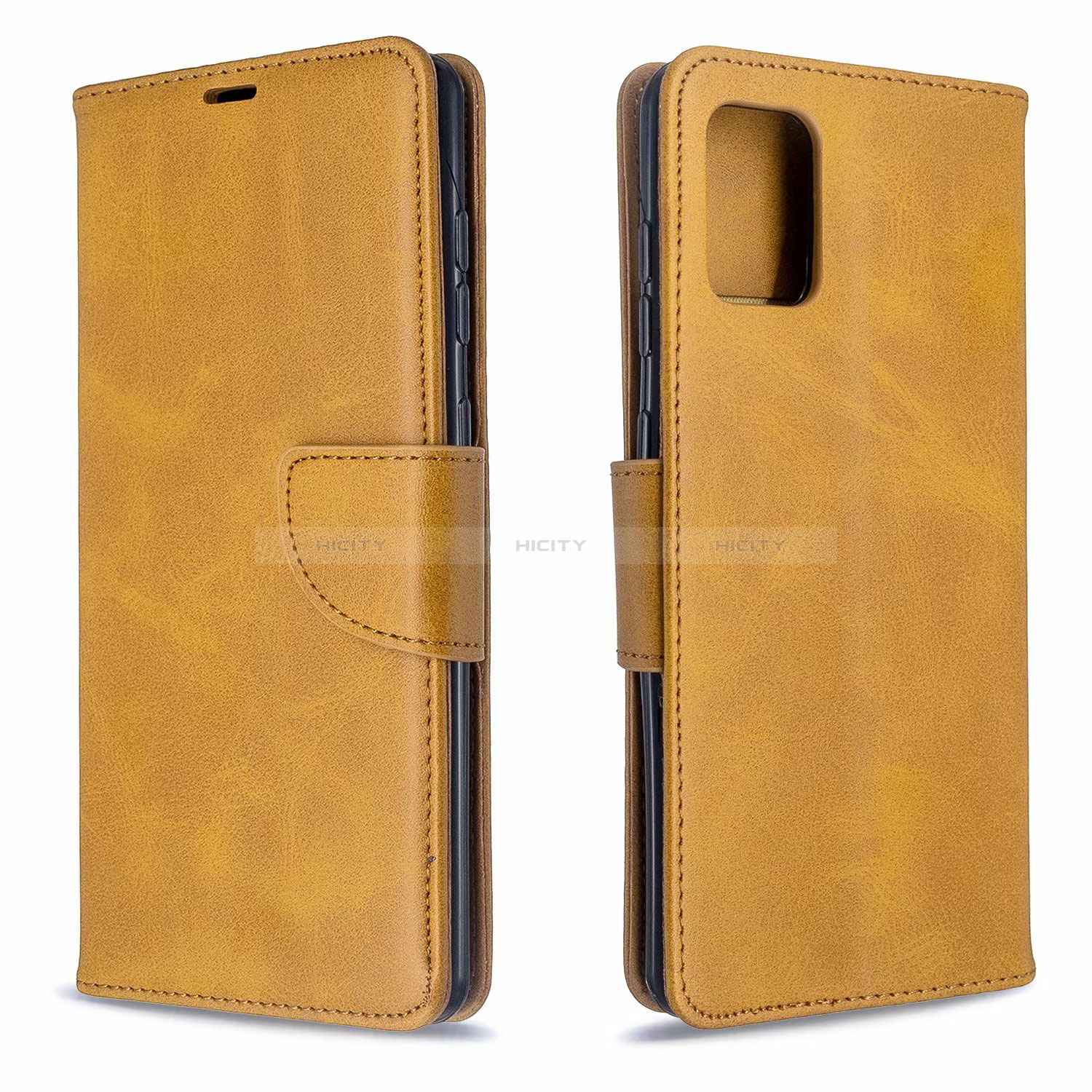 Coque Portefeuille Livre Cuir Etui Clapet L16 pour Samsung Galaxy A71 4G A715 Jaune Plus