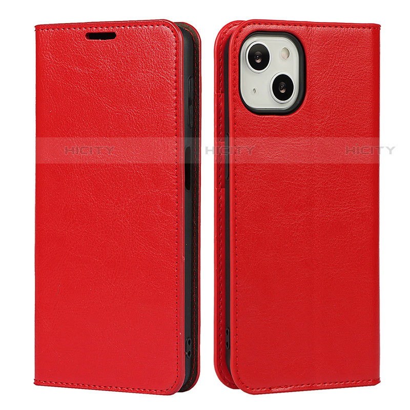 Coque Portefeuille Livre Cuir Etui Clapet L17 pour Apple iPhone 13 Rouge Plus