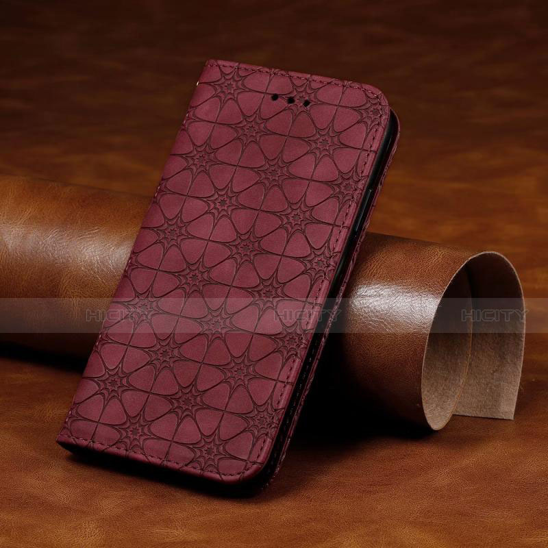 Coque Portefeuille Livre Cuir Etui Clapet L17 pour Huawei P40 Lite E Vin Rouge Plus